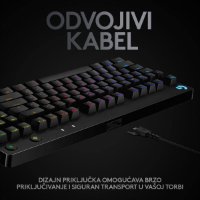 Tipkovnica LOGITECH G Pro TKL, GX Blue, mehančna, RGB, črna, USB