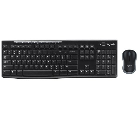 Tipkovnica + miš LOGITECH MK270 Wireless Desktop, bežična, črna, USB