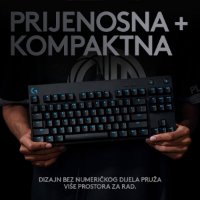 Tipkovnica LOGITECH G Pro TKL, GX Blue, mehančna, RGB, črna, USB