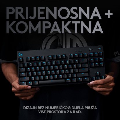 Tipkovnica LOGITECH G Pro TKL, GX Blue, mehančna, RGB, črna, USB