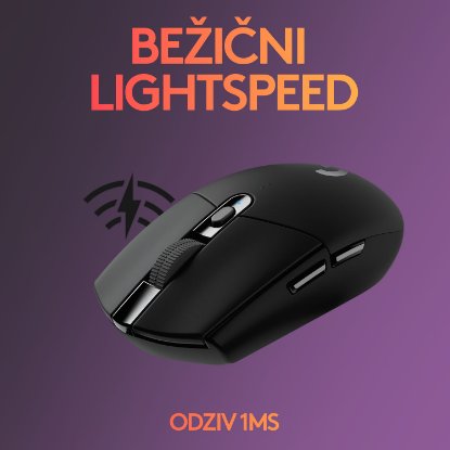 Miška LOGITECH Gaming G305 Lightspeed, brezžična, optična, 12000dpi, črna, USB