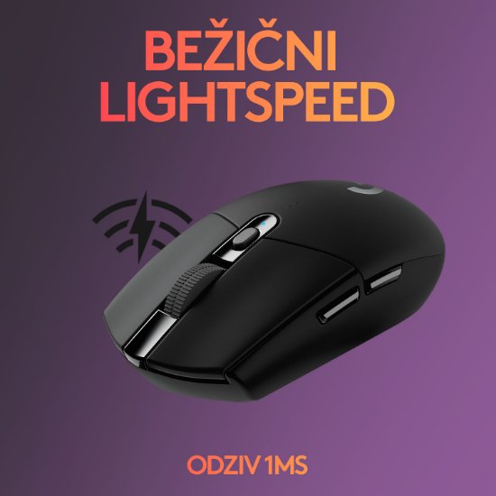 Miška LOGITECH Gaming G305 Lightspeed, brezžična, optična, 12000dpi, črna, USB
