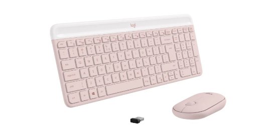 Tipkovnica + miška LOGITECH MK470 Slim Wireless, brezžična, roza