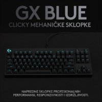 Tipkovnica LOGITECH G Pro TKL, GX Blue, mehančna, RGB, črna, USB