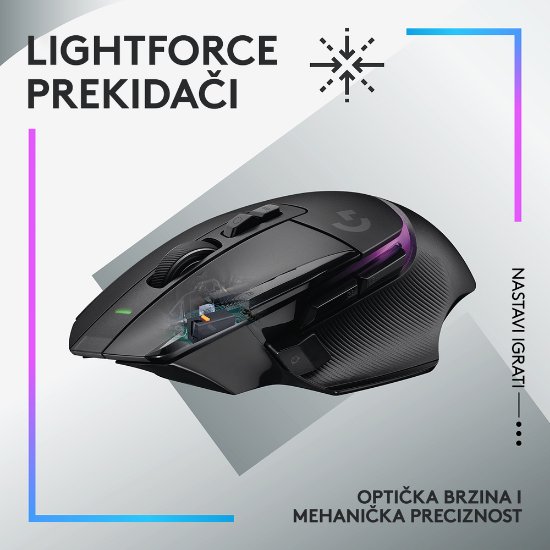 MiškaLOGITECH Gaming G502 X Plus RGB, optični, 25000dpi, brezžična, črna, USB