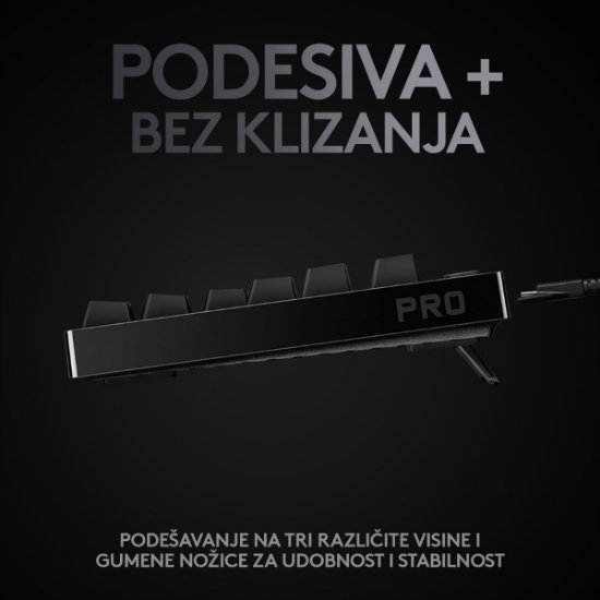Tipkovnica LOGITECH G Pro TKL, GX Blue, mehančna, RGB, črna, USB