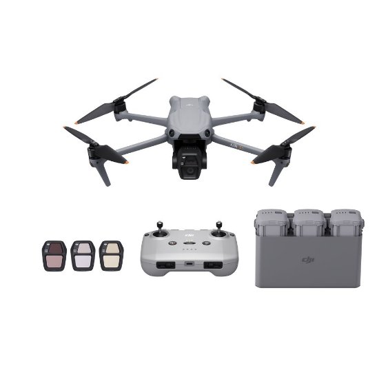 Dron DJI Air 3S Fly More Combo (DJI RC-N3), 4K UHD kamera, 3-axis gimbal, vreme leta do 45min, upravljanje daljinskim upravljačem, sivi