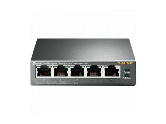 Stikalo TP-LINK TL-SG1005P, 5×RJ45 10/100/1000, 4×PoE, kovinsko