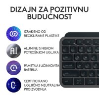Tipkovnica LOGITECH MX Keys S, brezžična, Bluetooth, črna
