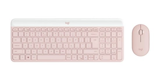 Tipkovnica + miška LOGITECH MK470 Slim Wireless, brezžična, roza