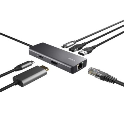 Postaja za priklop TRUST Dalyx, 6 v 1, USB-C na 2x USB 3.1, 2x USB-C, HDMI, LANAsk ChatGPT