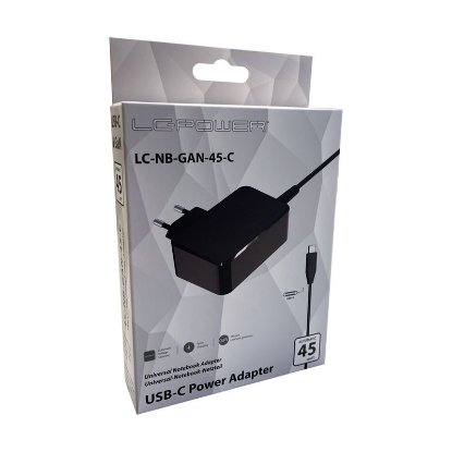 Polnilec za prenosni računalnik LC POWER LC-NB-GAN-45-C, USB-C, 45W, univerzalni