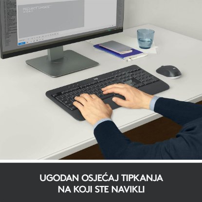 Tipkovnica + miška LOGITECH MK540 Advanced Combo, brezžična, črna, Unifying receiver USB
