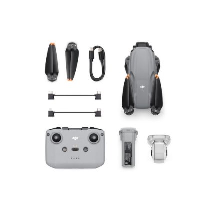 Dron DJI Air 3S (DJI RC-N3), 4K UHD kamera, 3-axis gimbal, vreme leta do 45min, upravljanje daljinskim upravljačem, sivi