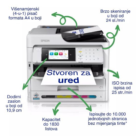 Multifunkcijski Tiskalnik EPSON WorkForce Pro WF-C5890DWF, print/scan/copy/fax, 4800 dpi, USB, G-LAN, WiFi