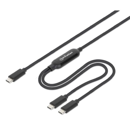Kabel MANHATTAN USB-C na 2x USB-C, do 100 W, crni, 2m