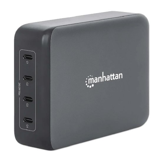 Punjač MANHATTAN PD Charging Station, 4x USB-C PD, GaN, 240W, crni