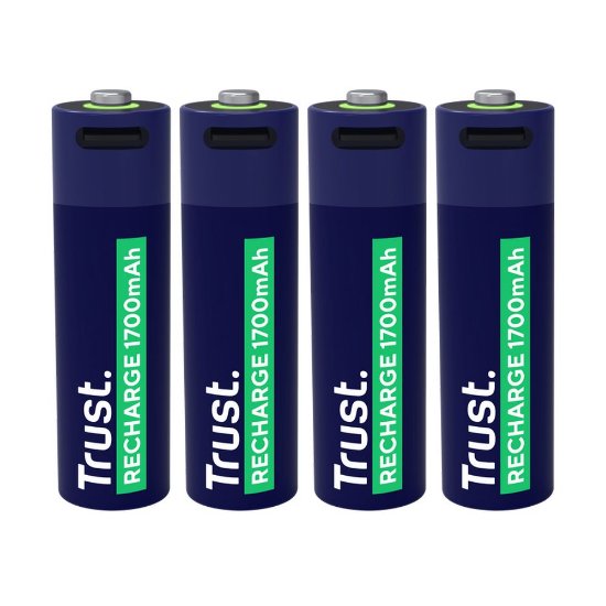 Baterije TRUST AA, polnilne, 1700 mAh, USB-C, 4 kosi