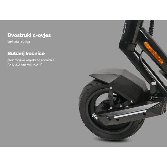 Električni skiro MS ENERGY Flare, autonomija do 60km, hitrost 25km/h, kolesa 10", črni