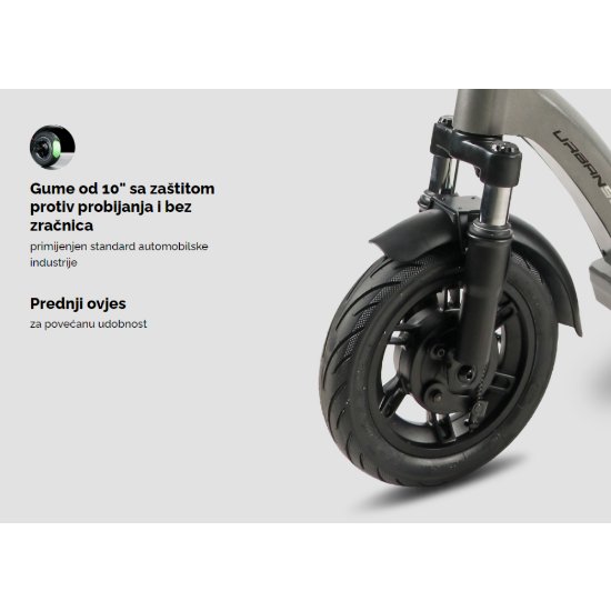 Električni skiro MS ENERGY Urban 500, autonomija do 50km, hitrost 25km/h, kolesa 10", sivi