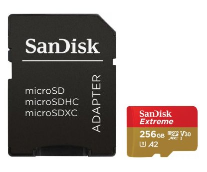 Pomnilniška kartica SANDISK, Extreme microSDXC, 256GB, SDSQXAV-256G-GN6MA, class 10 V30 UHS-I U3 + SD adapter