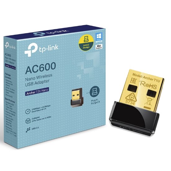 Omrežna kartica adapter USB2.0, TP-LINK Archer T2U Nano AC-600, 802.11b/g/n/ac, za brezičnu mrežu