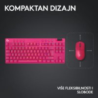 Tipkovnica LOGITECH G Pro X TKL LIGHTSPEED, mehanička, tactile, brezžična, RGB, roza
