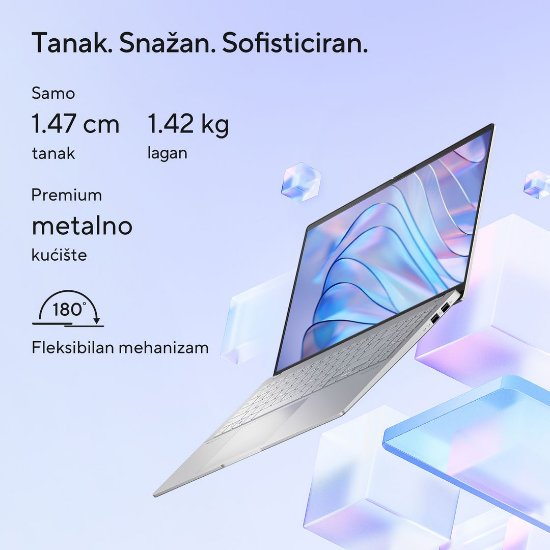 Prenosnik ASUS VivoBook S 15 OLED S5507QA-MA056W / Snapdragon X Elite X1E 78 100, 32GB, 1TB SSD, Qualcomm Adreno, 15.6" 2880x1620 120Hz OLED, Windows 11 Home, sivi