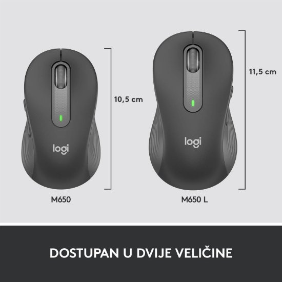Miška LOGITECH M650, brezžična, optična, 4000dpi, USB, BT, črna