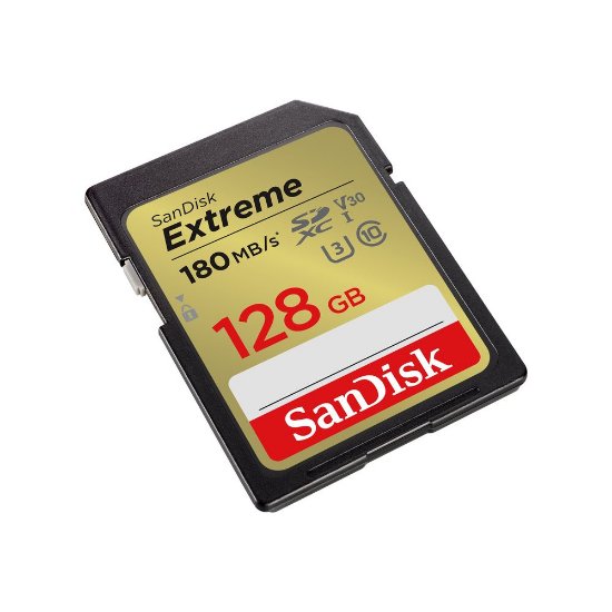 Pomnilniška kartica SANDISK Extreme, SDXC, 128GB, SDSDXVA-128G-GNCIN, class 10, V30 UHS-I U3, 180MB/s