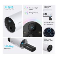 Omrežna nadzorna kamera TP-LINK Tapo C420, 2K QHD 4MP, Full-Color Night Vision, microSD, 2×reflektorja, dvosmerni audio, zaznavanje gibanja, vodoodporna IP65, Wi-Fi, aplikacija Tapo