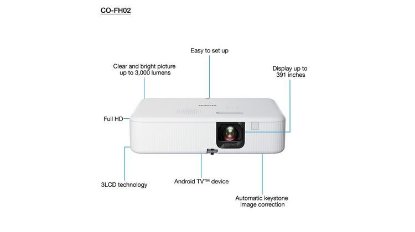 Projektor 3LCD EPSON CO-FH02, 1920×1080, 3000 ANSI lumnov, 16000:1, bel