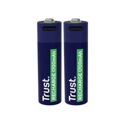 Baterije TRUST AA, polnilne, 1700 mAh, USB-C, 2 kosa