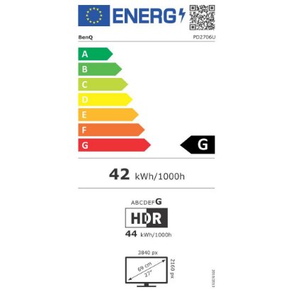 Premium monitor 27" BENQ PD2706U 9H.LLJLB.QEE, 4K UHD, IPS, 60Hz, 5ms, 350cd/m2, pivot, zvočniki, črn
