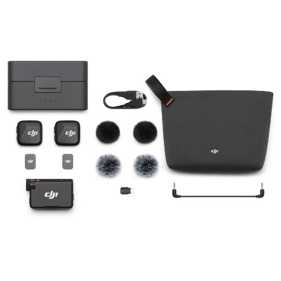 Mikrofon DJI Mic Mini (2 TX + 1 RX + polnilni etui), brezžični, črn