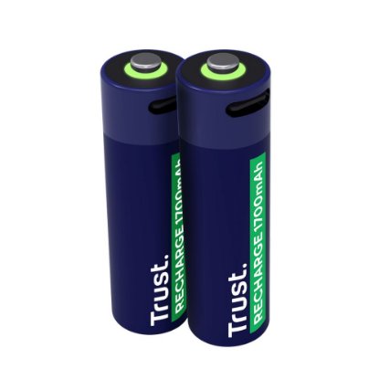 Baterije TRUST AA, polnilne, 1700 mAh, USB-C, 2 kosa