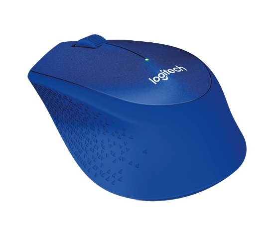 Miška Logitech M330 Silent plus, optični, 1000dpi, brezžična, modra, USB