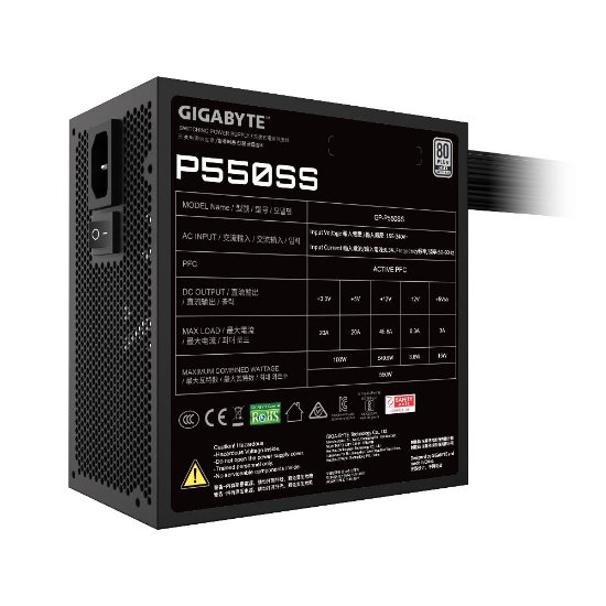 Napajalnik  550W, GIGABYTE P550SS, ATX v3.0, 120mm ventilator, 80+ Silver