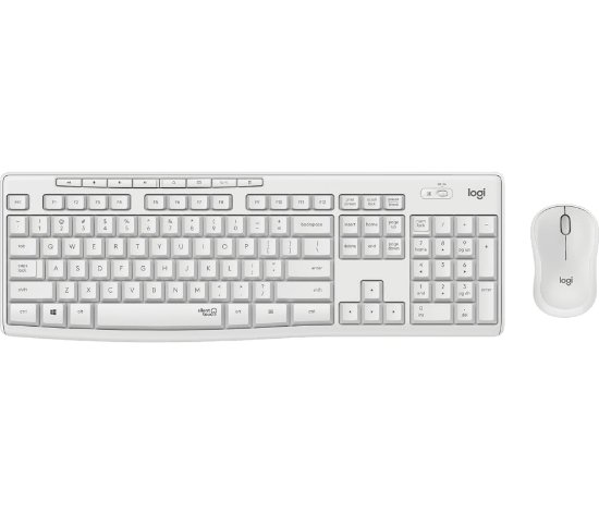 Tipkovnica + miška LOGITECH MK295 Silent Wireless Combo, brezžična, bela, USB