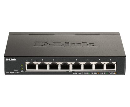 Preklopnik D-LINK DGS-1100-08PV2, spletno upravljan, gigabitni PoE preklopnik, 10/100/1000 Mbps, kovinsko ohišje, 8-portni
