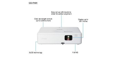 Projektor 3LCD, EPSON CO-FH01, 1920x1080, 3000 ANSI Lumena, 35000:1, beli