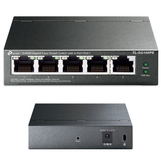 Preklopnik TP-LINK TL-SG105PE, 10/100/1000 Mbps, 5-portni, pametni (Smart), kovinsko ohišje