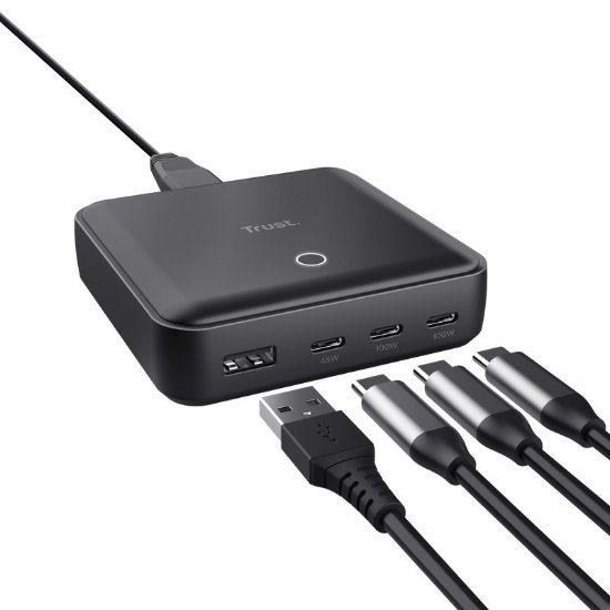 Polnilec za prenosni računalnik TRUST Maxo 4-Port, 100W, črni