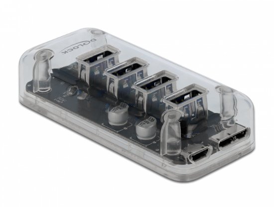 USB HUB DELOCK, 4 USB-A 3.0, prozorni