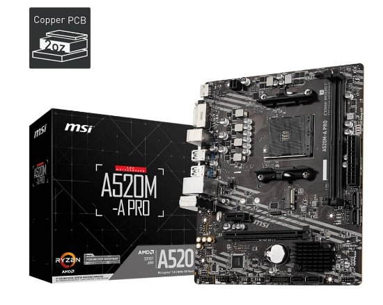 Matična plošća MSI A520M-A PRO, AMD A520, DDR4, mATX, s. AM4