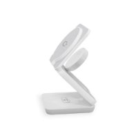 Bežični punjač KSIX Cube 3in1, 15W, MagSafe/Qi, za 3 uređaja, sklopivi, bijeli