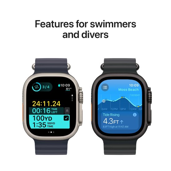 Pametna ura APPLE Watch Ultra2 v2 Cellular, 49mm Natural Titanium Case with Navy Ocean Band
