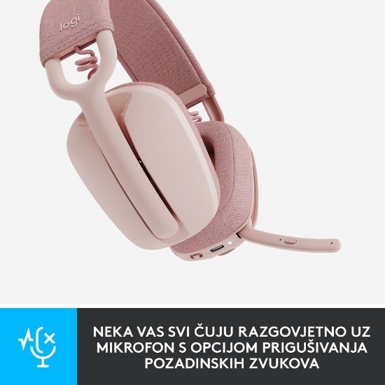 slušalke LOGITECH Zone Vibe 100, brezžične, BT, roze