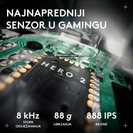 Miška LOGITECH Pro X2 Superstrike, brezžična, optična, 44.000 dpi, bela, USB