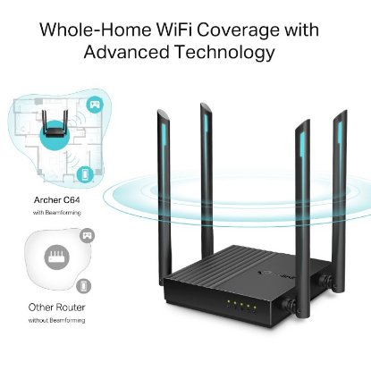 Router TP-LINK Archer C64, AC1200, 802.11a/b/g/n/ac, 4x 10/100/1000 LAN + WAN, 4 antene, brezžični